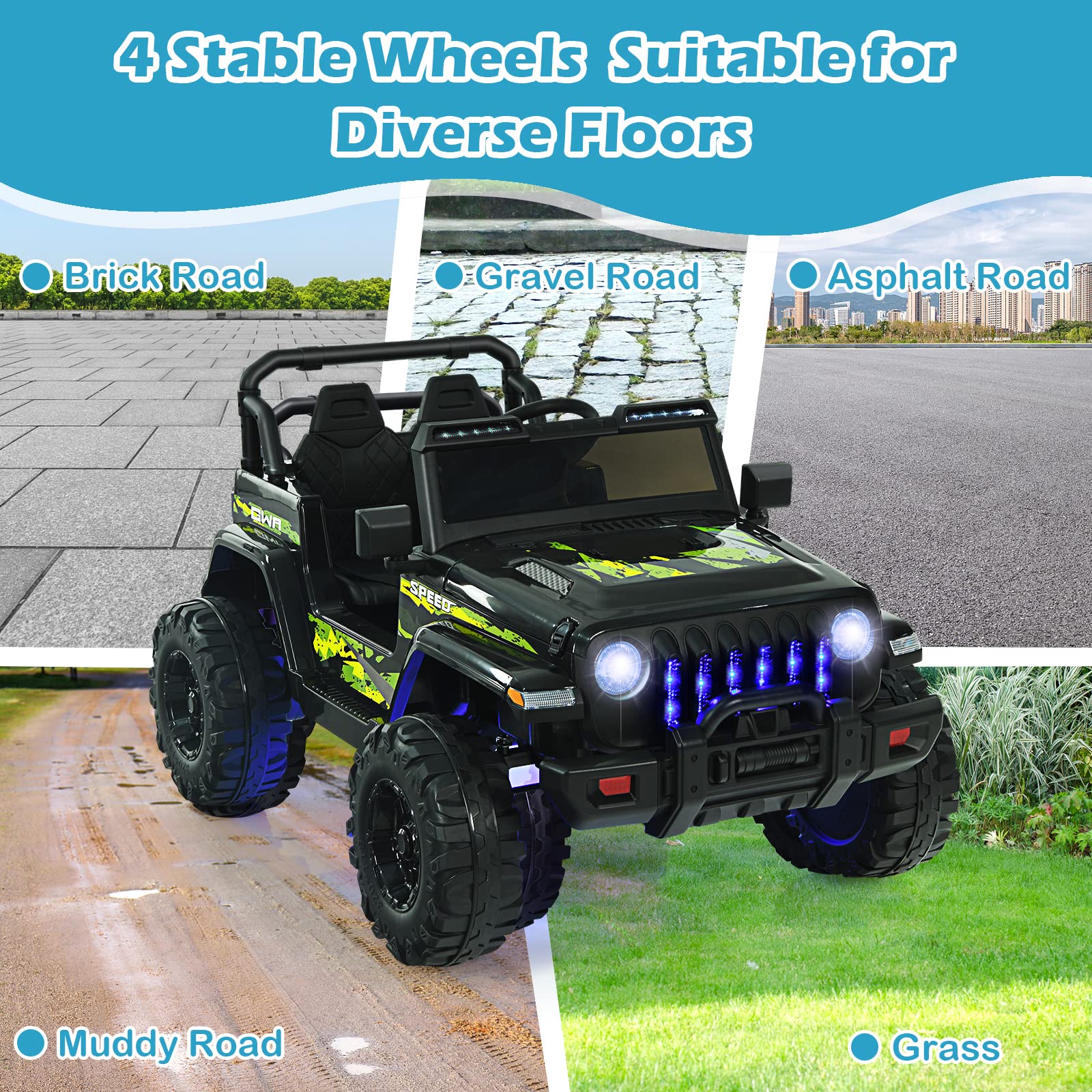INFANS Kids Ride on Car Truck with 2.4G Remote Control, 12V Battery Powered Electric Cars for Kids