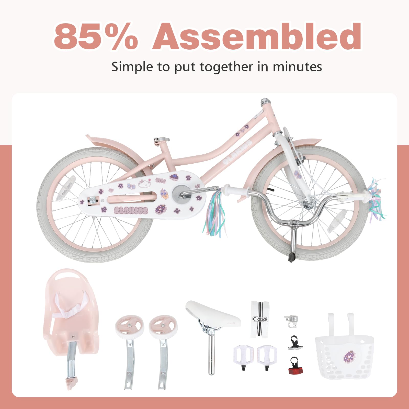 Kids Bike 12 14 16 18 Inch Toddlers Bike for Boys Girls Age 3-8 Years