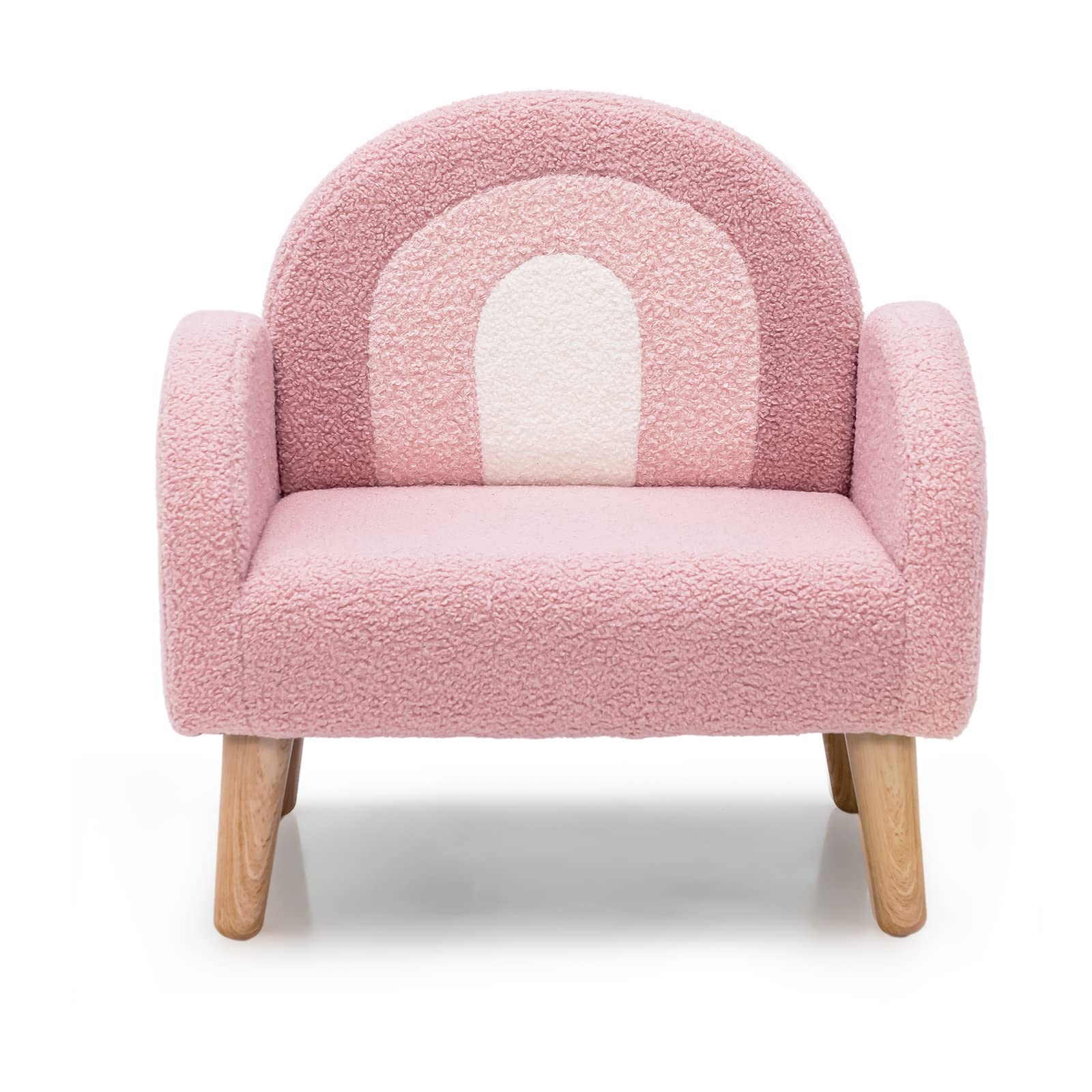 INFANS Kids Sofa, Toddler Armchair with Solid Wooden Frame Anti-Tipping Design Plush Fabric, Upholstered Children Chair