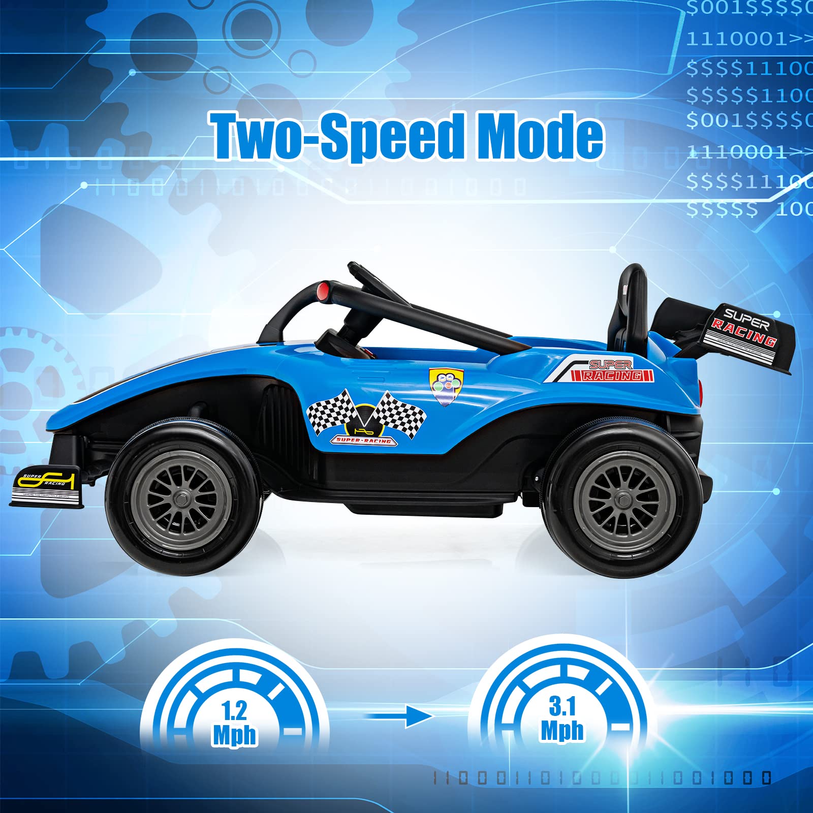 Infans ids Ride On Car, 12V F1 Racing Electric Vehicle for Toddlers with Control Remote, Battery Powered Motorized Toy with Music INFANS