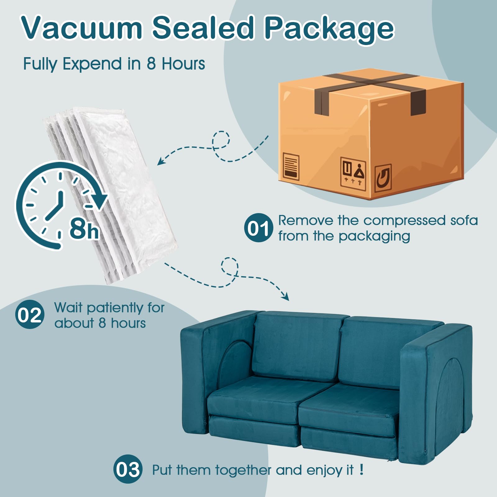 INFANS Modular Kids Play Couch, 8 PCS Toddler Creative Sectional Fort Building Sofa