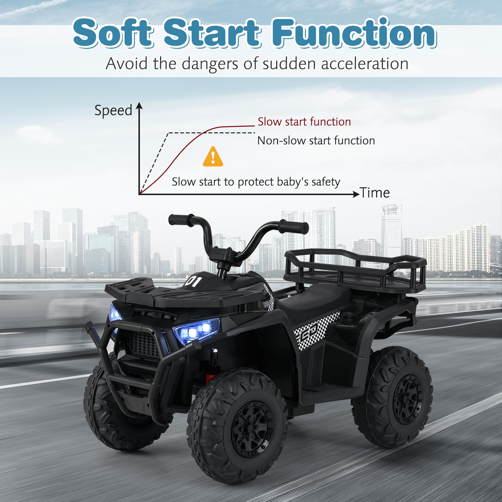 24V 4x4 Ride on Car Kids ATV Quad with Bluetooth Music