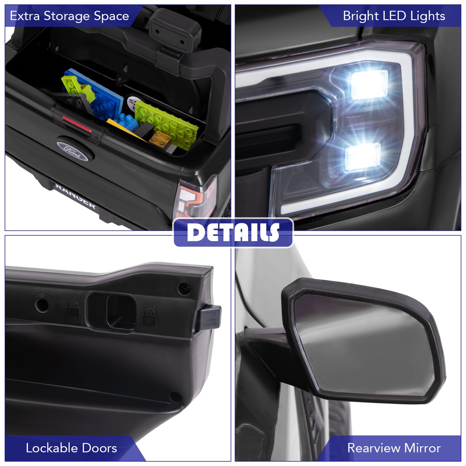 INFANS Licensed Ford Ranger Ride on Pickup Truck by INFANS, 12V Battery Powered Electric Vehicle for Kids with Remote Control
