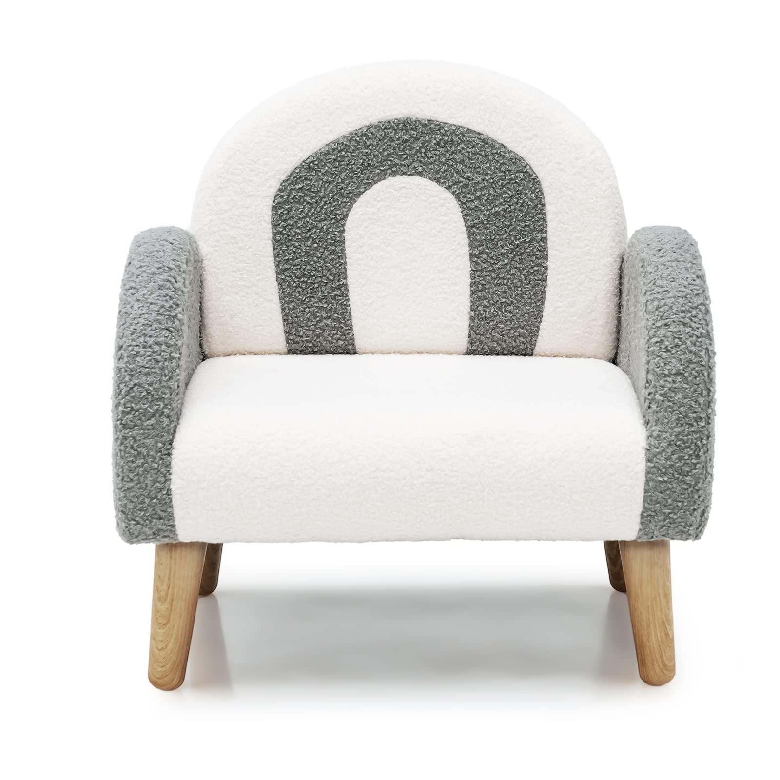 INFANS Kids Sofa, Toddler Armchair with Solid Wooden Frame Anti-Tipping Design Plush Fabric, Upholstered Children Chair