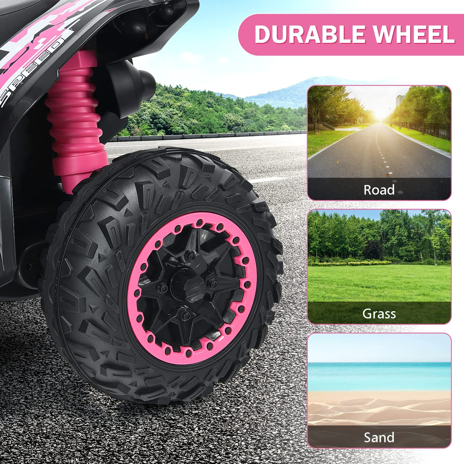 INFANS Ride On ATV, 12V 4 Wheeler Battery Powered Toy Car for Toddlers INFANS