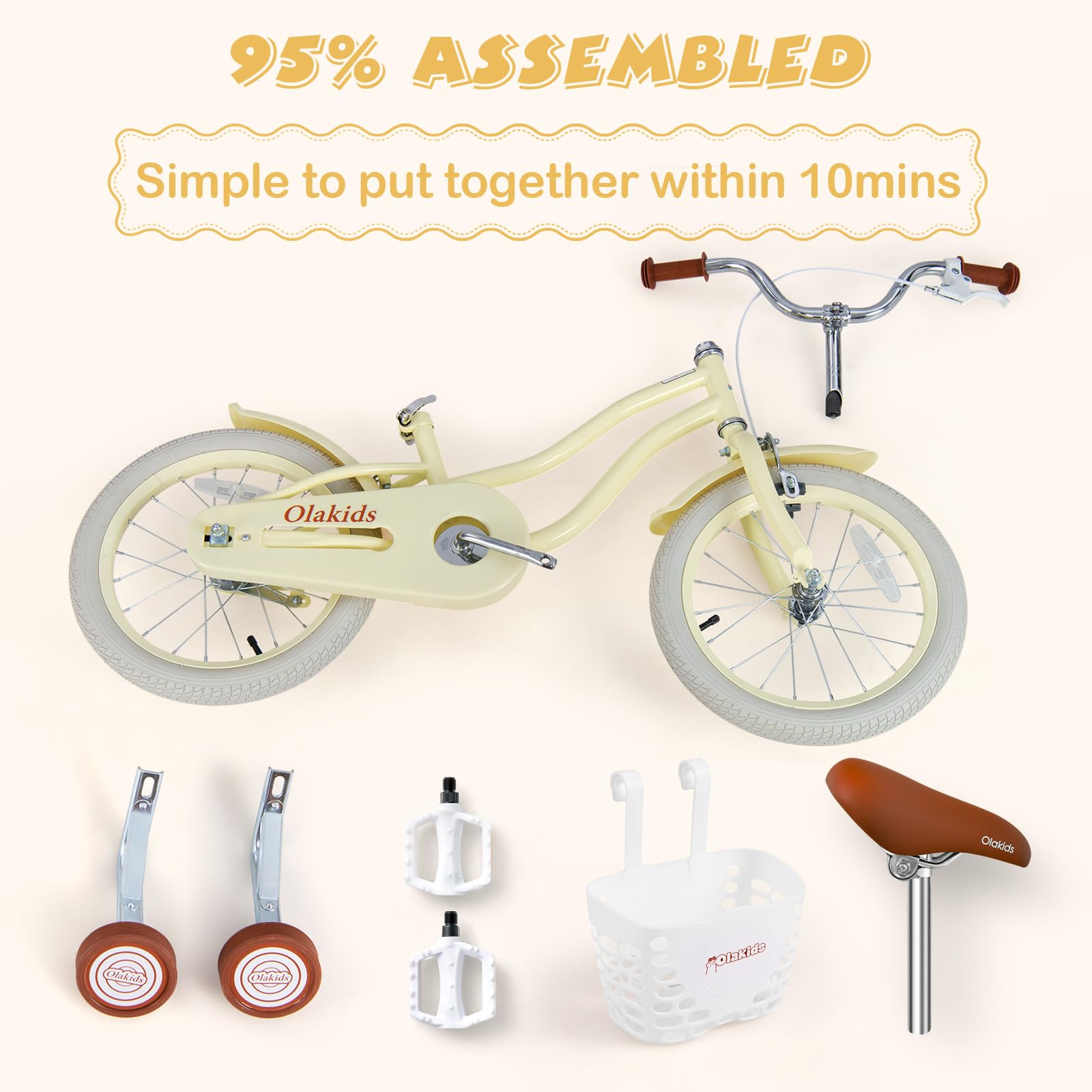 INFANS Kids Bike, 12 14 16 18 Inch Toddlers Bike with Removable Training Wheels, Children's Bicycle