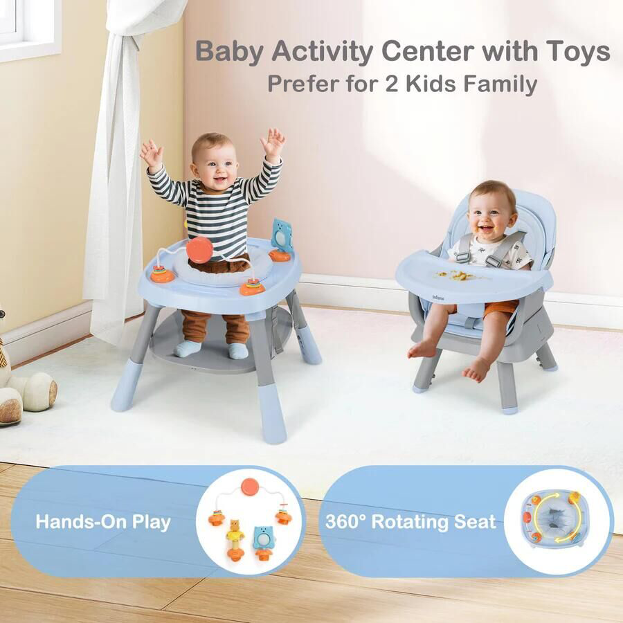 INFANS 9 in 1 High Chair, Convertible Baby Highchair, Table and Chair Set Building Block Infant Dining Booster Seat
