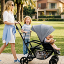 INFANS Double Stroller with Leather Handle, Front Seat 2-Position Recline, Dual Rear Brakes and Lockable Front Wheels