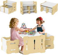 INFANS Kids Table and Chair Set, Toddler 3-Piece Activity Table with 2 Chairs for Building Block Drawing Reading Eating Art Crafts, Children Montessori Furniture for Playroom Kindergarten