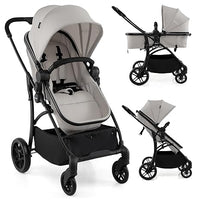 INFANS 2 in 1 Baby Stroller, Convertible Stroller with Reversible Seat Adjustable Backrest Canopy One Hand Fold