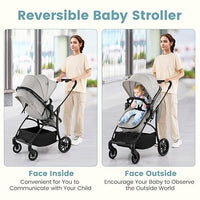 INFANS 2 in 1 Baby Stroller, Convertible Stroller with Reversible Seat Adjustable Backrest Canopy One Hand Fold