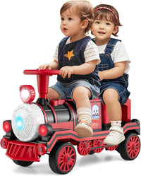 INFANS 2-Seater Kids Ride on Train Trackless, 12V Battery Powered Electric Toy with Train Whistle, Music, LED Lights, 2 Speeds, Soft Start, Gift for Toddlers Boys Girls