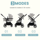 INFANS 2 in 1 Baby Stroller, Convertible Stroller with Reversible Seat Adjustable Backrest Canopy One Hand Fold