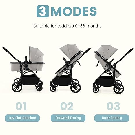 INFANS 2 in 1 Baby Stroller, Convertible Stroller with Reversible Seat Adjustable Backrest Canopy One Hand Fold