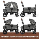 INFANS Wagon Stroller for 2 Kids, Collapsible Adjustable Push Pull Handle Bar, 2 Seater Stroller Wagon