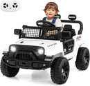 INFANS 12V Ride On Truck, Battery Powered Electric Vehicle for Kids with Remote Control, Foldable Reflective Mirror, Spring Suspension, Music, LED Lights, Ride on Toy for 3+ Boys Girls