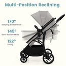 INFANS 2 in 1 Baby Stroller, Convertible Stroller with Reversible Seat Adjustable Backrest Canopy One Hand Fold