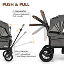 INFANS Wagon Stroller for 2 Kids, Collapsible Adjustable Push Pull Handle Bar, 2 Seater Stroller Wagon