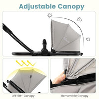 INFANS 2 in 1 Baby Stroller, Convertible Stroller with Reversible Seat Adjustable Backrest Canopy One Hand Fold