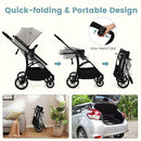 INFANS 2 in 1 Baby Stroller, Convertible Stroller with Reversible Seat Adjustable Backrest Canopy One Hand Fold