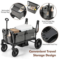 INFANS Wagon Stroller for 2 Kids, Collapsible Adjustable Push Pull Handle Bar, 2 Seater Stroller Wagon