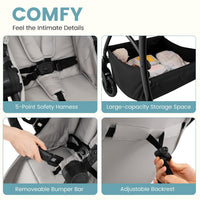 INFANS 2 in 1 Baby Stroller, Convertible Stroller with Reversible Seat Adjustable Backrest Canopy One Hand Fold
