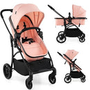 INFANS 2 in 1 Baby Stroller, Convertible Stroller with Reversible Seat Adjustable Backrest Canopy One Hand Fold
