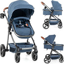 INFANS 2 in 1 High Landscape Convertible Baby Stroller, Newborn Reversible Bassinet Pram, Foldable Pushchair with Adjustable Canopy, Aluminum Structure, 5-Point Harness for Infant & Toddler