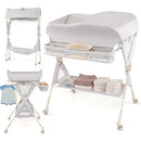 INFANS Baby Changing Table with Wheels, Portable Folding Diaper Station Nursery Organizer with Safety Belt