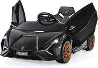 INFANS 12V Licensed Lamborghini Sian Kids Ride on Car with Parent Remote Control, Electric Toy Roadster Carbon Fiber Textured