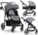 INFANS 2 in 1 Baby Stroller, High Landscape Infant Stroller & Reversible Bassinet Pram, Foldable Pushchair with Adjustable Canopy