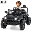 INFANS 12V Ride On Truck, Battery Powered Electric Vehicle for Kids with Remote Control, Foldable Reflective Mirror, Spring Suspension, Music, LED Lights, Ride on Toy for 3+ Boys Girls