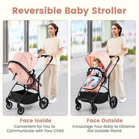 INFANS 2 in 1 Baby Stroller, Convertible Stroller with Reversible Seat Adjustable Backrest Canopy One Hand Fold