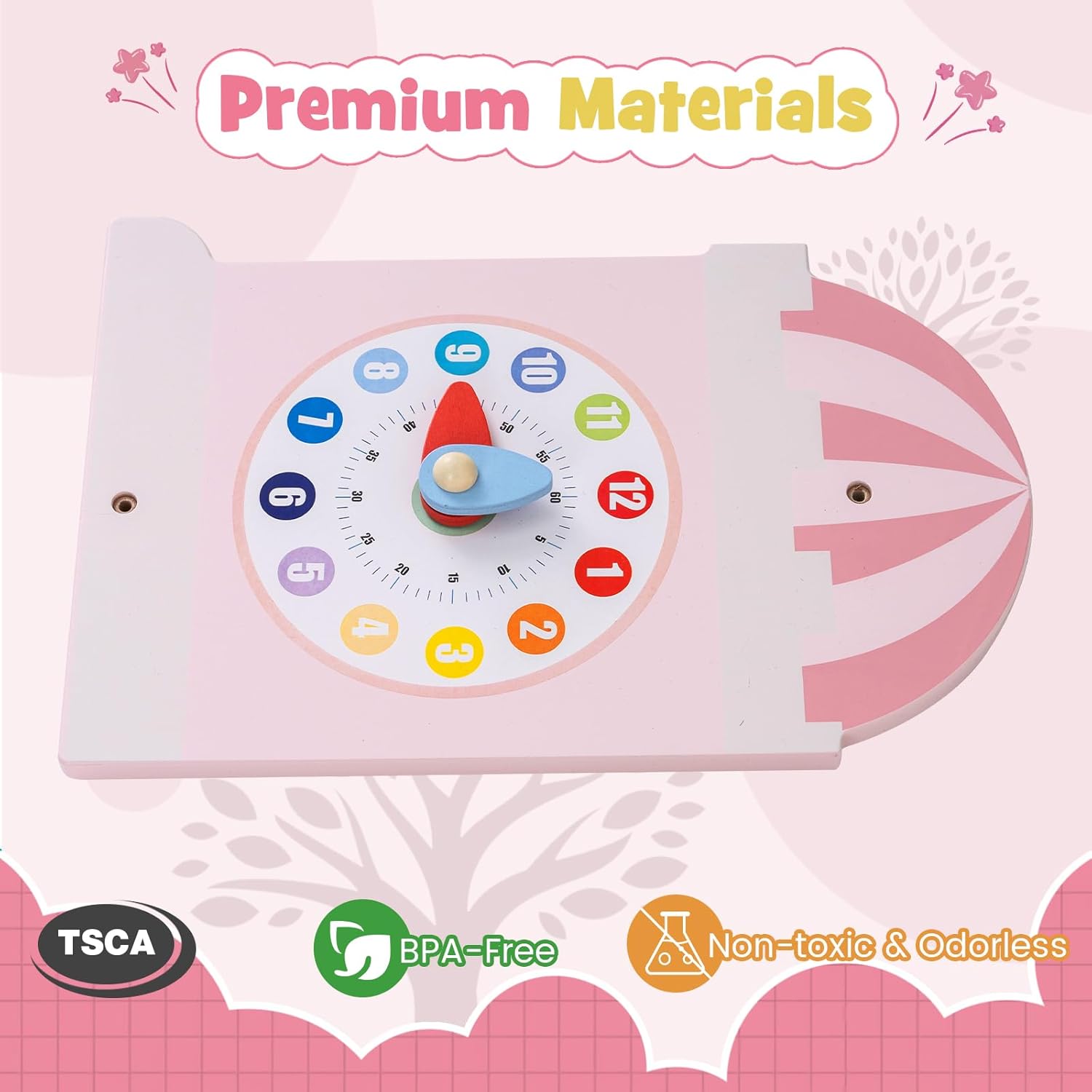 INFANS Pink Castle Sensory Wall, 11 in 1 Wooden Montessori Busy Board Panel, Toddler Wall Mounted Activity Center, Educational Toys Learning Gift for Boys Girls