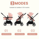 INFANS 2 in 1 Baby Stroller, Convertible Stroller with Reversible Seat Adjustable Backrest Canopy One Hand Fold