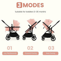 INFANS 2 in 1 Baby Stroller, Convertible Stroller with Reversible Seat Adjustable Backrest Canopy One Hand Fold