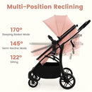 INFANS 2 in 1 Baby Stroller, Convertible Stroller with Reversible Seat Adjustable Backrest Canopy One Hand Fold