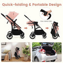 INFANS 2 in 1 Baby Stroller, Convertible Stroller with Reversible Seat Adjustable Backrest Canopy One Hand Fold