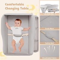 INFANS Baby Changing Table with Wheels, Portable Folding Diaper Station Nursery Organizer with Safety Belt