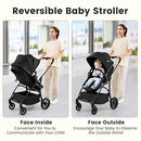 INFANS 2 in 1 Baby Stroller, Convertible Stroller with Reversible Seat Adjustable Backrest Canopy One Hand Fold