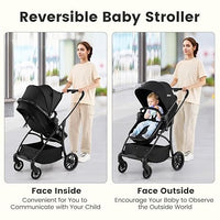INFANS 2 in 1 Baby Stroller, Convertible Stroller with Reversible Seat Adjustable Backrest Canopy One Hand Fold