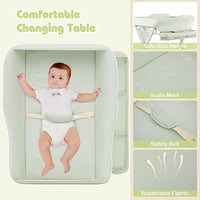 INFANS Baby Changing Table with Wheels, Portable Folding Diaper Station Nursery Organizer with Safety Belt