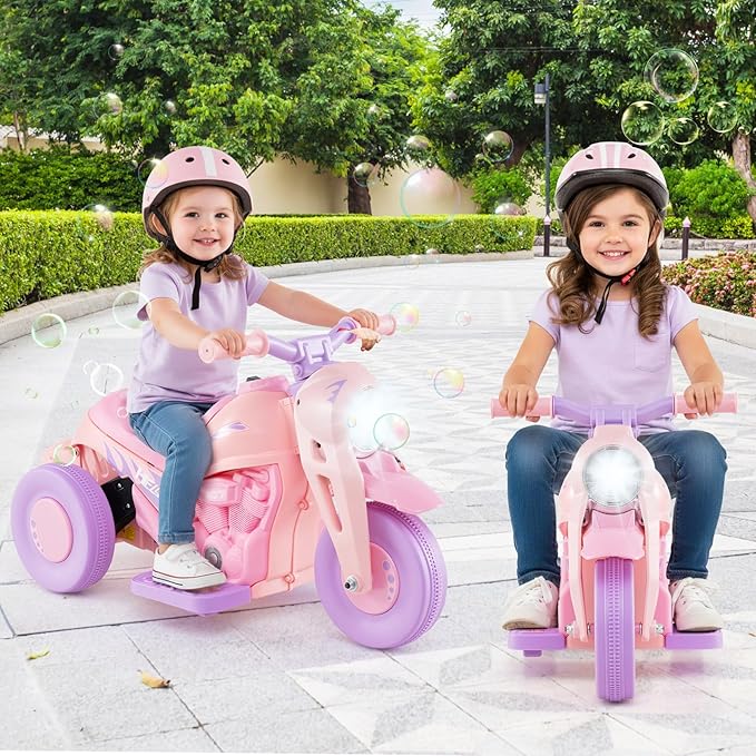 INFANS Kids Motorcycle, 6V Electric Ride on Car with Automatic Bubble Function for Children, Toddler Ages 3+