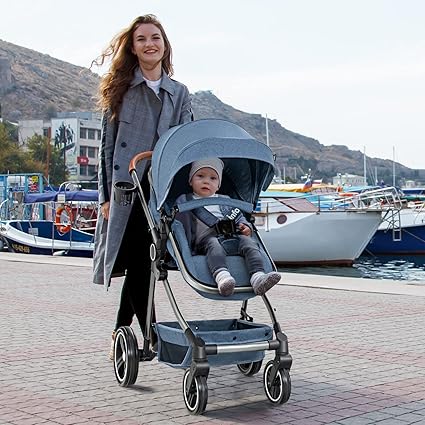 INFANS 2 in 1 High Landscape Convertible Baby Stroller, Newborn Reversible Bassinet Pram, Foldable Pushchair with Adjustable Canopy, Aluminum Structure, 5-Point Harness for Infant & Toddler