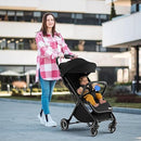 INFANS Ultra-Compact Fold Airplane Ready Travel Stroller, One-Hand Gravity Fold Near Flat Recline Seat