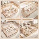 INFANS Wooden Baby Playpen with Adjustable Size & Shape, 8 Panels, Child Proof Lock, Easy to Assemble, 63" x 63" Portable Play Yard