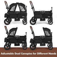INFANS Wagon Stroller for 2 Kids, Collapsible Adjustable Push Pull Handle Bar, 2 Seater Stroller Wagon
