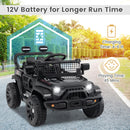 INFANS 12V Ride On Truck, Battery Powered Electric Vehicle for Kids with Remote Control, Foldable Reflective Mirror, Spring Suspension, Music, LED Lights, Ride on Toy for 3+ Boys Girls