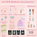 INFANS Kids Doctor Playset, Wooden Pretend Medical Station Activity Center Toy Set with 26 Interactive Veterinarian Accessories, Nurse Uniform X-Ray Film Stethoscope ECG Monitor for Toddler