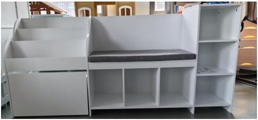 Kids Bookshelf Toy Storage Organizer with Reading Nook Seat Cushion